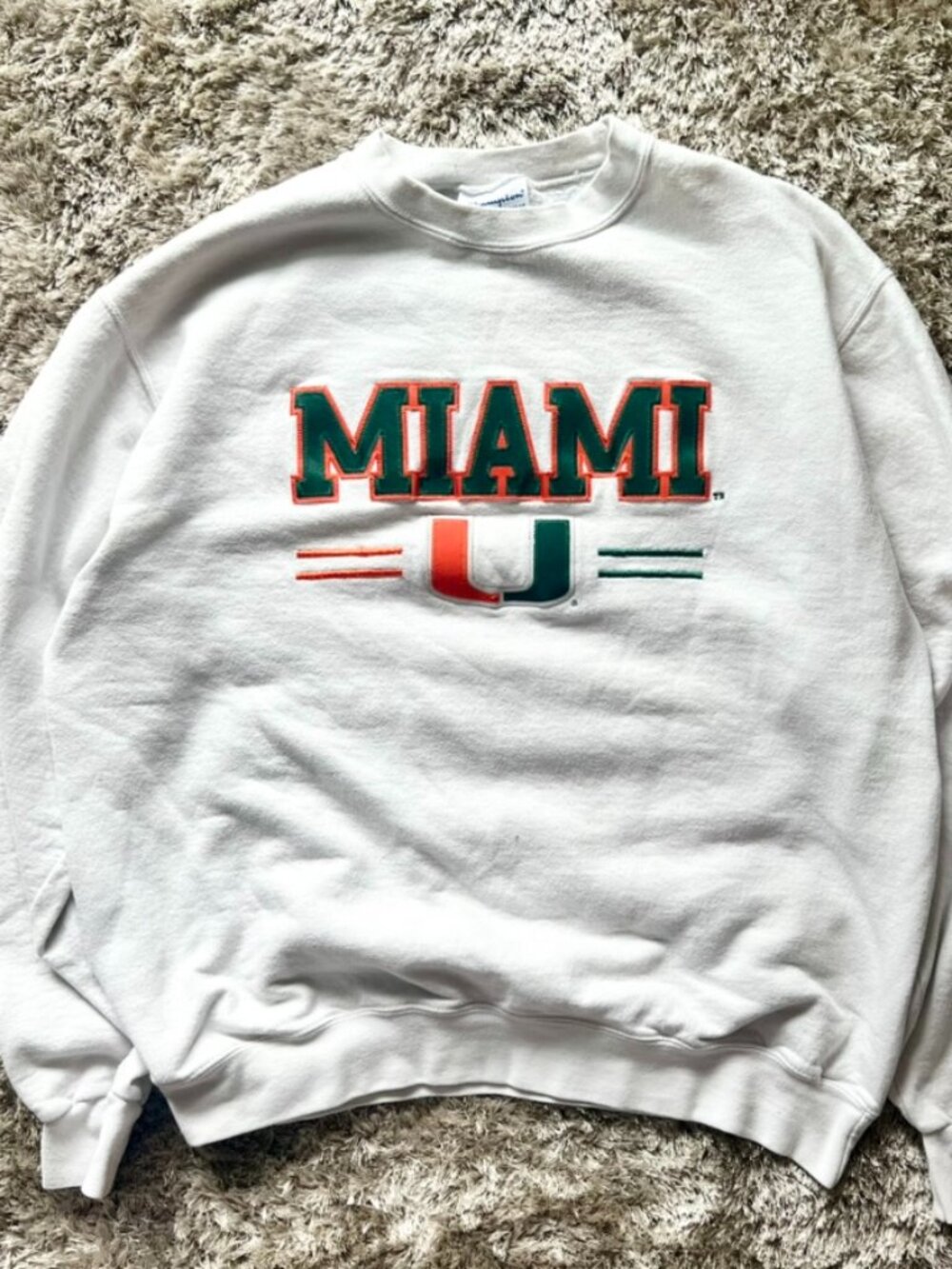 miami university champion Crewneck Pullover Sweater Men’s Large Shite Embroidere